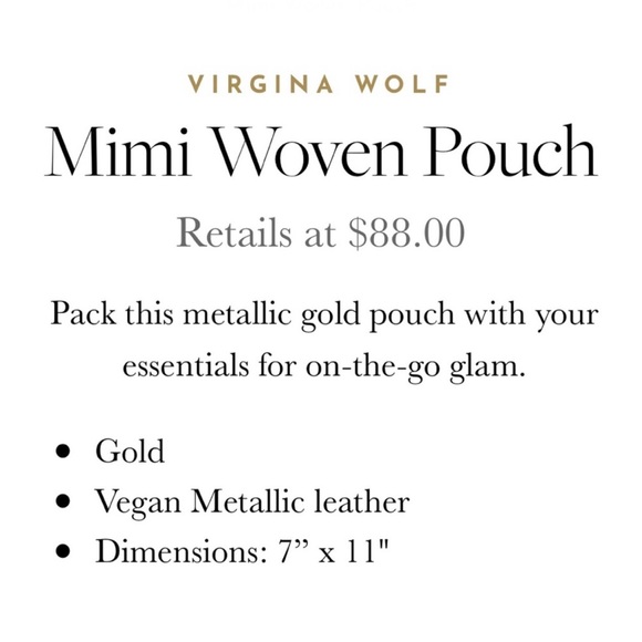 Virginia Wolf Mimi Woven Pouch, New In Packaging. Retails for $88,Quick Shipper! - Picture 7 of 8